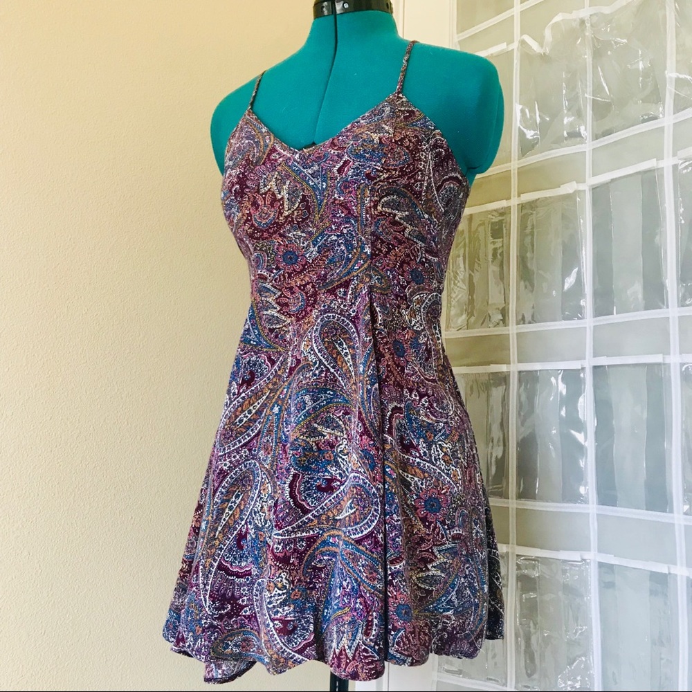 Burgundy Paisley Spaghetti Strap Dress